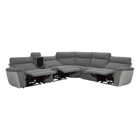 Maroni Gray 6-Piece Modular Power Reclining Sectional with Power Headrests - Ornate Home