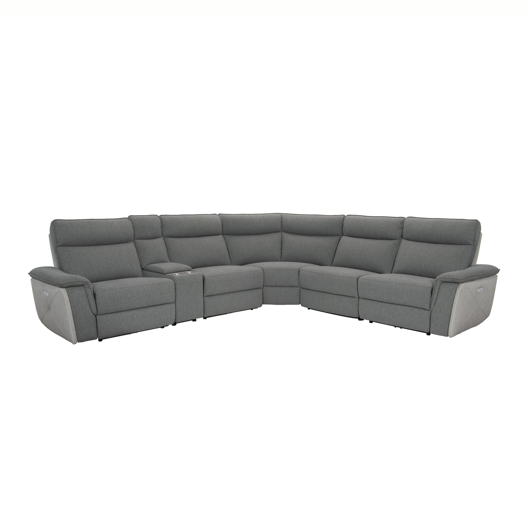 Maroni Gray 6-Piece Modular Power Reclining Sectional with Power Headrests - Ornate Home