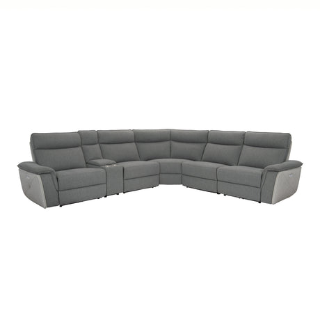 Maroni Gray 6-Piece Modular Power Reclining Sectional with Power Headrests - Ornate Home
