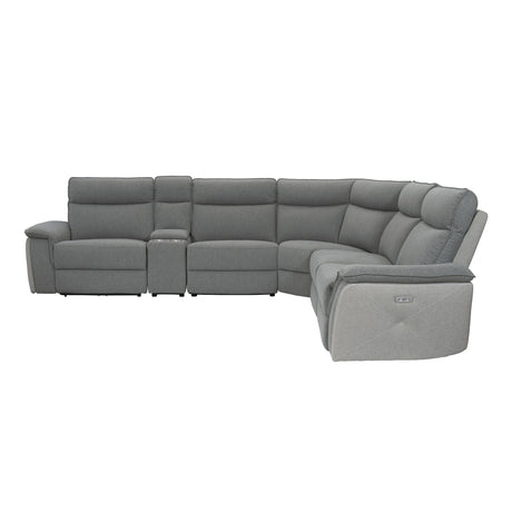 Maroni Gray 6-Piece Modular Power Reclining Sectional with Power Headrests - Ornate Home