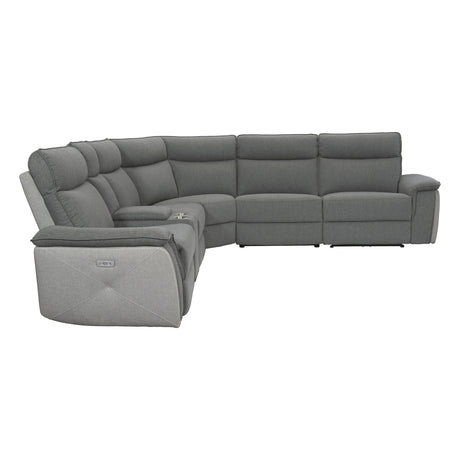 Maroni Gray 6-Piece Modular Power Reclining Sectional with Power Headrests - Ornate Home