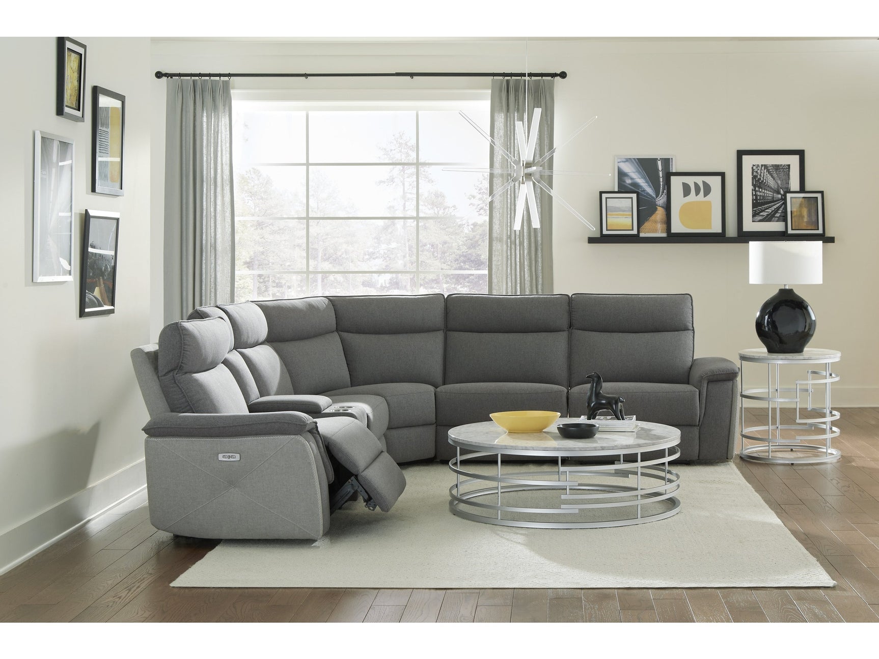 Maroni Gray 6-Piece Modular Power Reclining Sectional with Power Headrests - Ornate Home