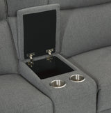 Maroni Gray Power Double Reclining Loveseat w/ Center Console - Ornate Home