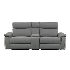 Maroni Gray Power Double Reclining Loveseat w/ Center Console - Ornate Home