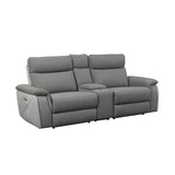 Maroni Gray Power Double Reclining Loveseat w/ Center Console - Ornate Home
