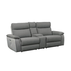 Maroni Gray Power Double Reclining Loveseat w/ Center Console - Ornate Home