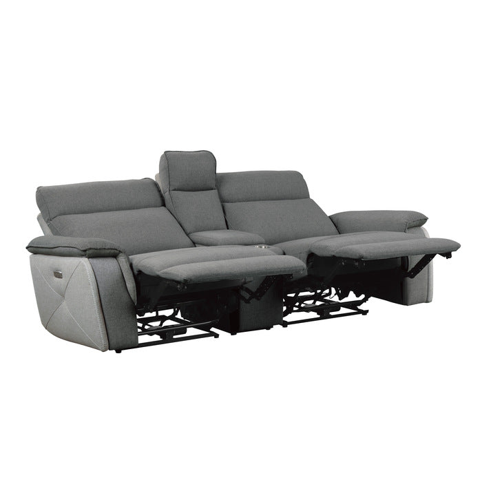 Maroni Gray Power Double Reclining Loveseat w/ Center Console - Ornate Home