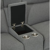 Maroni Gray Power Double Reclining Loveseat w/ Center Console - Ornate Home
