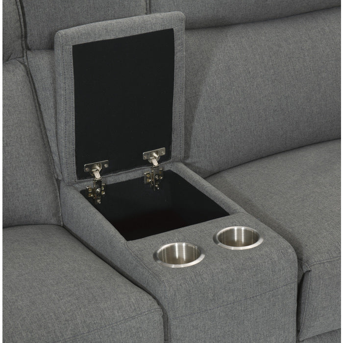 Maroni Gray Power Double Reclining Loveseat w/ Center Console - Ornate Home