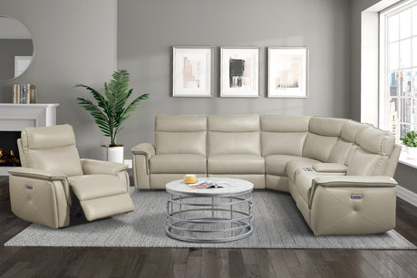 Maroni Taupe 6-Piece Modular Power Reclining Sectional - Ornate Home