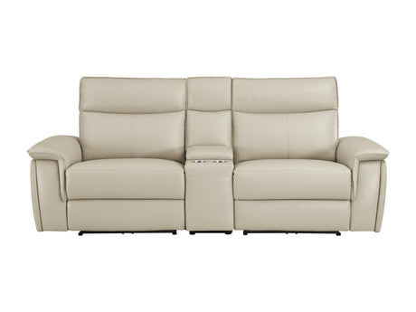 Maroni Taupe Power Double Reclining Loveseat (Console) - Ornate Home