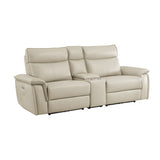 Maroni Taupe Power Double Reclining Loveseat (Console) - Ornate Home