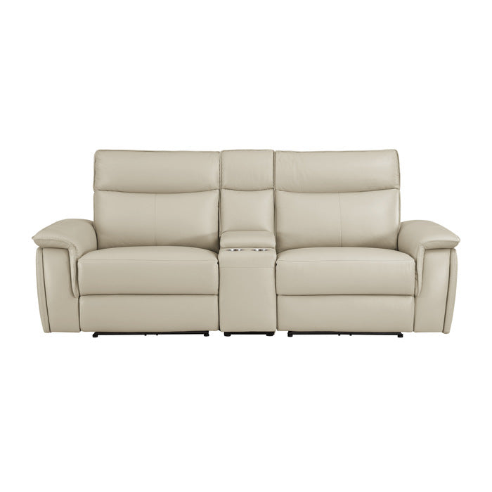 Maroni Taupe Power Double Reclining Loveseat (Console) - Ornate Home