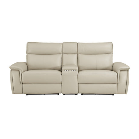 Maroni Taupe Power Double Reclining Loveseat (Console) - Ornate Home