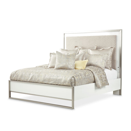 Marquee Cloud White Cal. King Panel Bed - Ornate Home