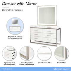 Marquee Cloud White Dresser with Mirror - Ornate Home