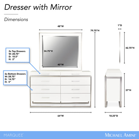 Marquee Cloud White Dresser with Mirror - Ornate Home
