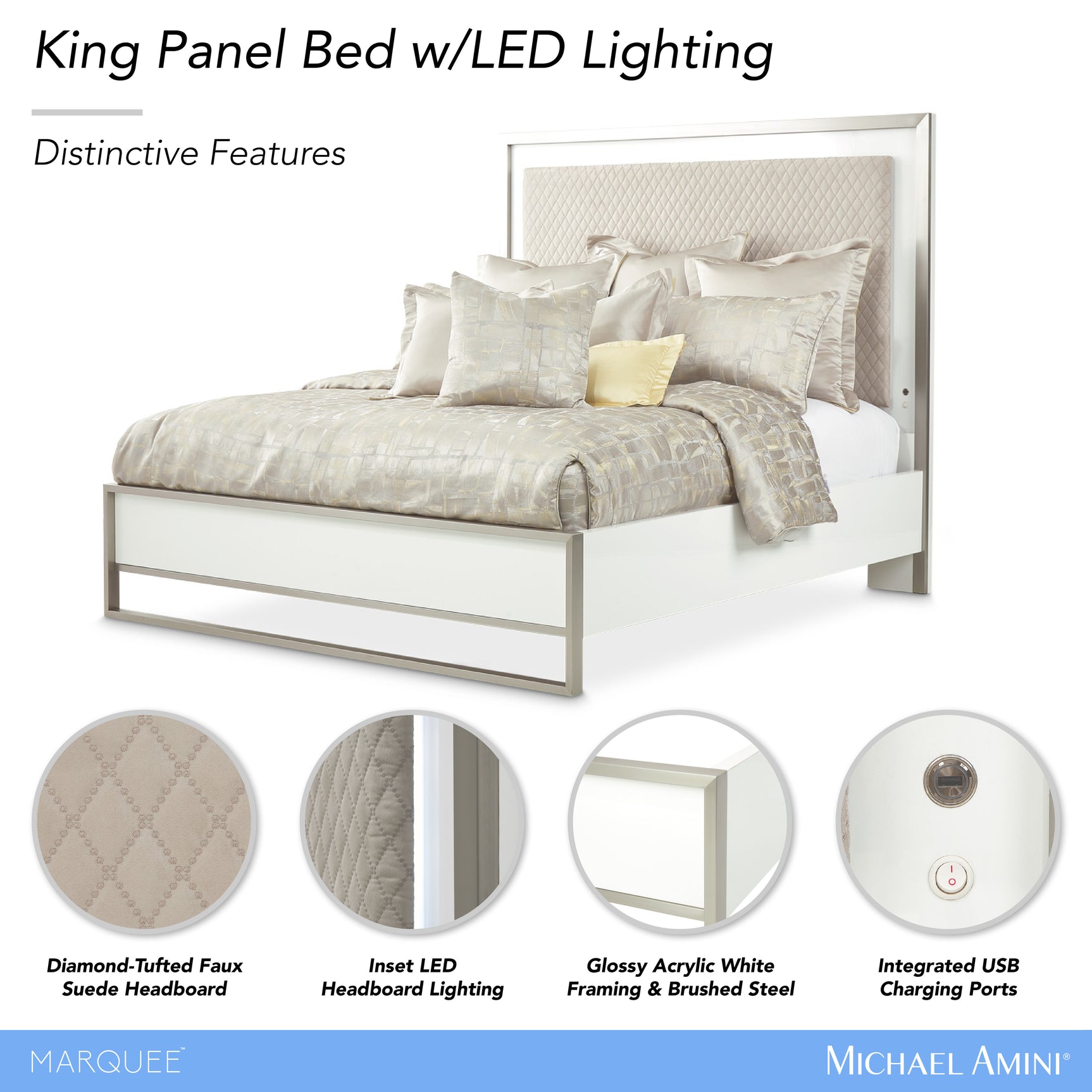 Marquee Cloud White Panel Bed - Ornate Home