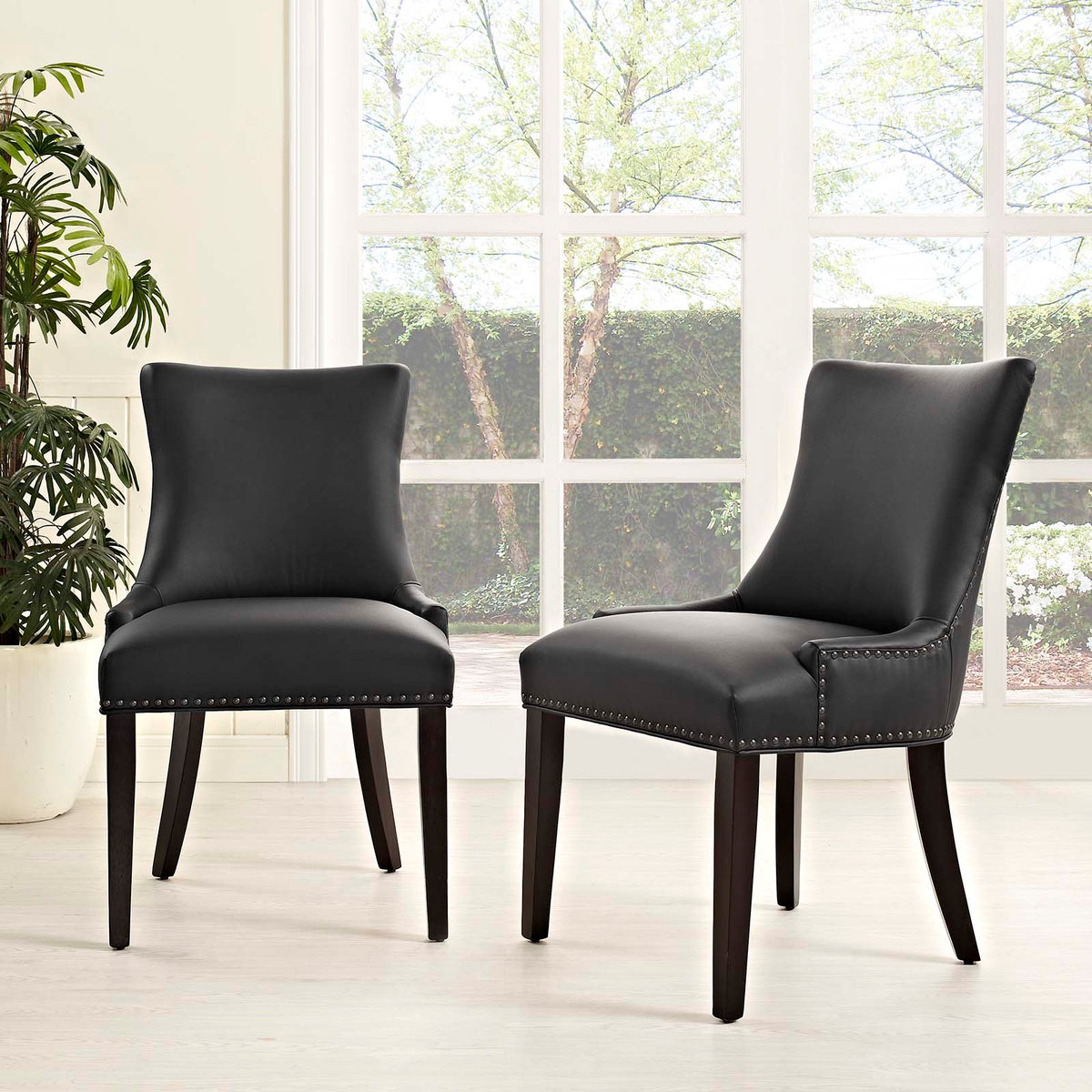 Marquis Black Faux Leather Dining Chair (Set of 2) - Ornate Home