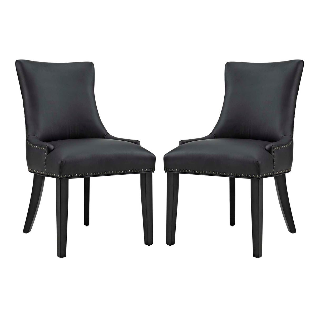 Marquis Black Faux Leather Dining Chair (Set of 2) - Ornate Home