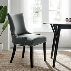 Marquis Gray Vegan Leather Dining Chair - Ornate Home