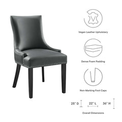 Marquis Gray Vegan Leather Dining Chair - Ornate Home