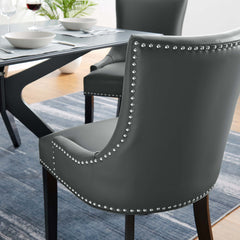 Marquis Gray Vegan Leather Dining Chair - Ornate Home
