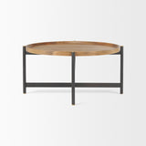 Marquisa Brown/Black 34.25" Round Small Wood Metal Coffee Table - Ornate Home