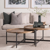 Marquisa Brown/Black 34.25" Round Small Wood Metal Coffee Table - Ornate Home