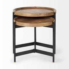 Marquisa Light Brown/Black Wood Nesting Side Tables (Set of 2) - Ornate Home