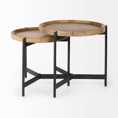 Marquisa Light Brown/Black Wood Nesting Side Tables (Set of 2) - Ornate Home
