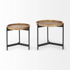 Marquisa Light Brown/Black Wood Nesting Side Tables (Set of 2) - Ornate Home