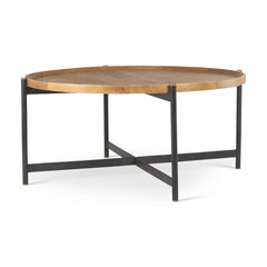 Marquisa Medium Brown/Black 42" Round Wood Metal Large Coffee Table - Ornate Home