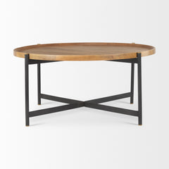 Marquisa Medium Brown/Black 42" Round Wood Metal Large Coffee Table - Ornate Home