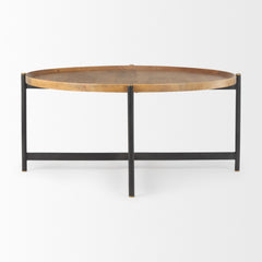 Marquisa Medium Brown/Black 42" Round Wood Metal Large Coffee Table - Ornate Home