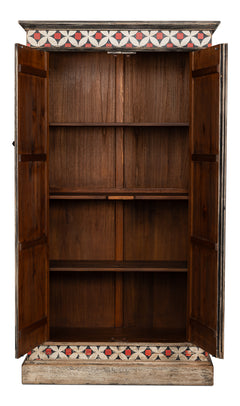 Marrakesh Red/Tan Painted Cabinet - Ornate Home