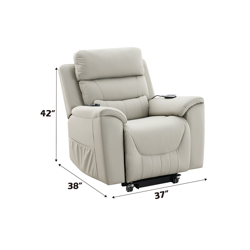Marsha Light Gray Power Recliner W/Lift & Massage - Ornate Home