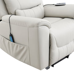 Marsha Light Gray Power Recliner W/Lift & Massage - Ornate Home