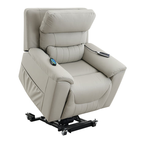 Marsha Light Gray Power Recliner W/Lift & Massage - Ornate Home