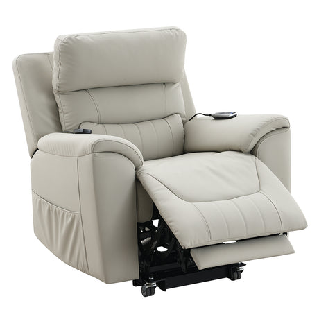 Marsha Light Gray Power Recliner W/Lift & Massage - Ornate Home