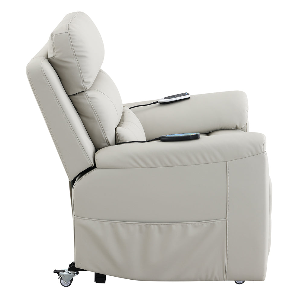 Marsha Light Gray Power Recliner W/Lift & Massage - Ornate Home