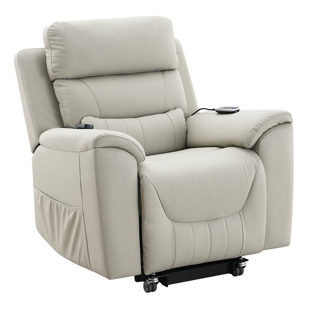 Marsha Light Gray Power Recliner W/Lift & Massage - Ornate Home