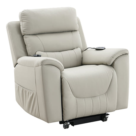 Marsha Light Gray Power Recliner W/Lift & Massage - Ornate Home