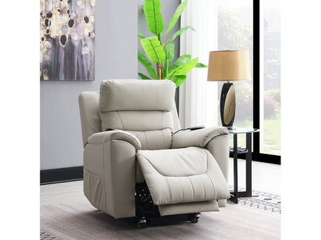 Marsha Light Gray Power Recliner W/Lift & Massage - Ornate Home