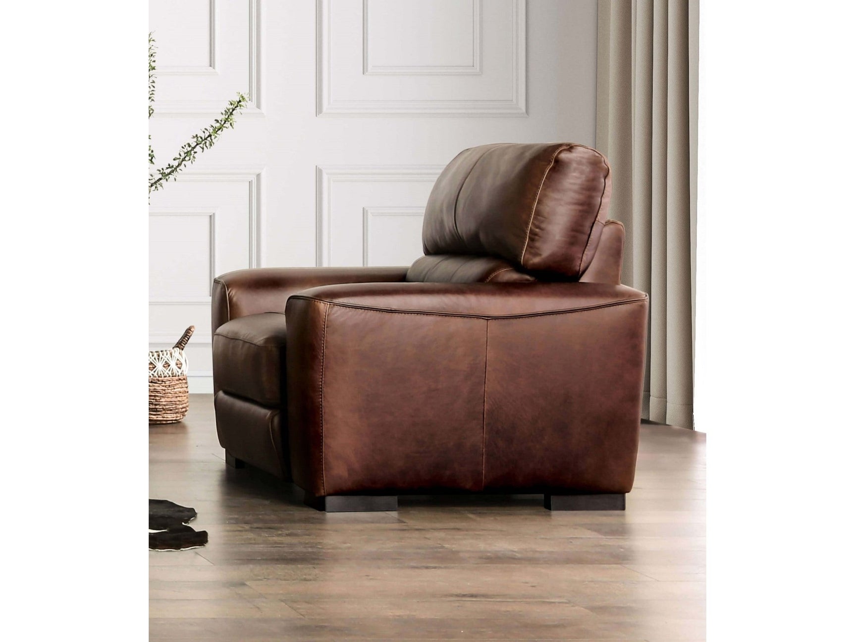 Marsicano Cognac Real Italian Leather Loveseat - Ornate Home