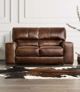 Marsicano Cognac Real Italian Leather Sofa & Loveseat - Ornate Home