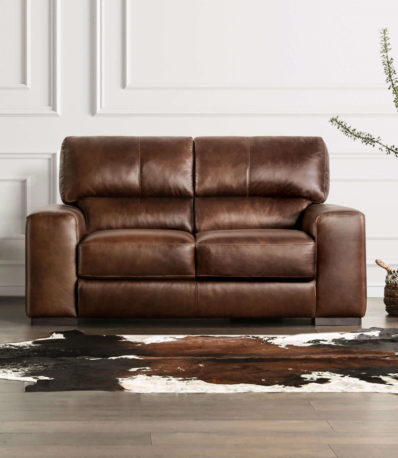 Marsicano Cognac Real Italian Leather Sofa & Loveseat - Ornate Home