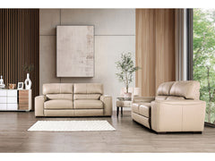 Marsicano Taupe Real Italian Leather Living Room Set - Ornate Home