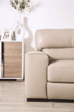 Marsicano Taupe Real Italian Leather Living Room Set - Ornate Home