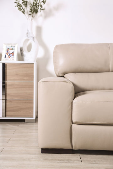 Marsicano Taupe Real Italian Leather Living Room Set - Ornate Home